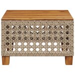 vidaXL Table de jardin beige 55x55x36 cm résine tressée et bois acacia