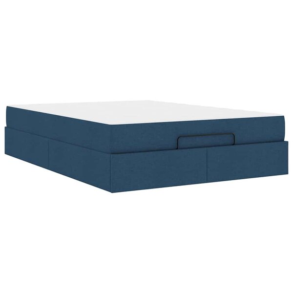 vidaXL Cadre de lit avec stockage Bleu 140 x 200 cm tissu
