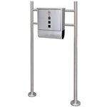 Boite aux lettres design contemporain acier inoxydable sur pieds avec compartiment journaux 120 cm