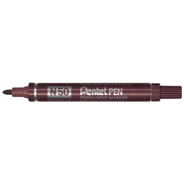 Marqueur permanent N50 pointe ogive 2 mm Marron x 12 PENTEL