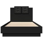 vidaXL Cadre de lit avec tête de lit et lumières LED noir 100x200 cm