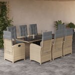 vidaXL Ensemble à manger de jardin et coussins 9 Pièces mélange beige