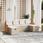 vidaXL Salon de jardin avec coussins 6 Pièces beige résine tressée
