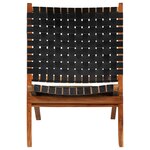 vidaXL Chaise pliable bandes croisées noir cuir véritable