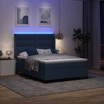 vidaXL Lit à ressorts avec matelas Bleu 160 x 200 cm tissu