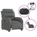 vidaXL Fauteuil inclinable de massage électrique gris foncé tissu