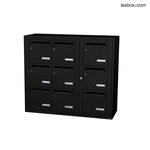 Bloc collectif Leabox  3x3  grade 3  simple face  intérieur  mural  noir 9005 finition brillante