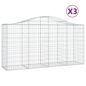 vidaXL Paniers à gabions arqués 3 Pièces 200x50x100/120 cm fer galvanisé