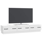 vidaXL Meuble TV Blanc brillant 147 x 34 5 x 27 cm Bois d'ingénierie
