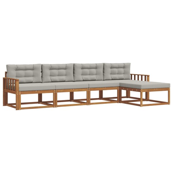 vidaXL Ensemble de canapés d'extérieur 5 pc Gris Naturel et Clair