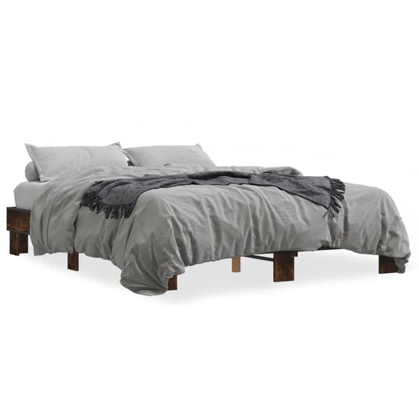 vidaXL Cadre de lit sans matelas chêne fumé 150x200 cm