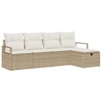 Ensemble de 5 Pièces de Canapés de Jardin avec Coussins Beige Rotin Poly
