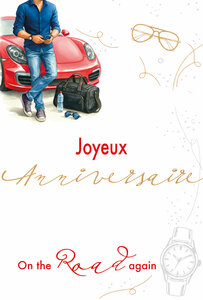 69-3131 Carte Anniversaire pour Homme élégant Chic Sportif qui aime Voiture de Luxe Peinture Aquarelle -Finitions Dorure Or Doré + Gaufrage en Relief +1 Enveloppe Format 12x17cm -Fabriqué en Europe
