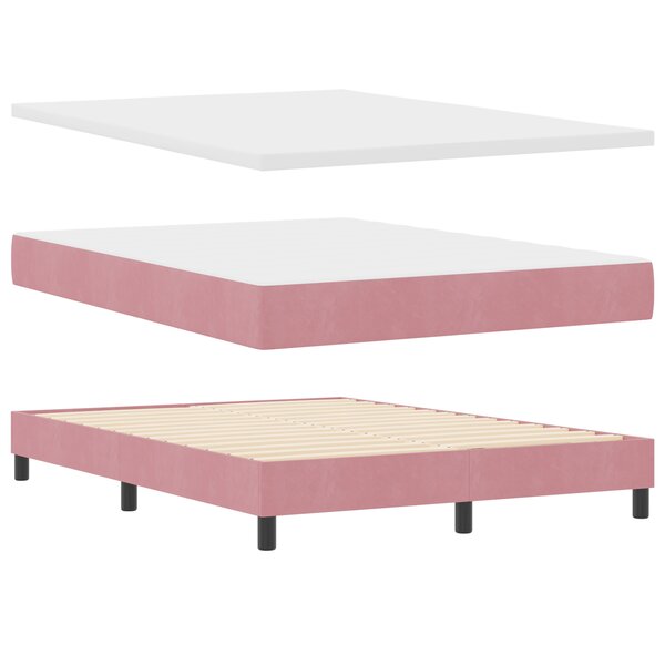 vidaXL Lit à ressorts ensachés rose avec matelas 160x200 cm en velours