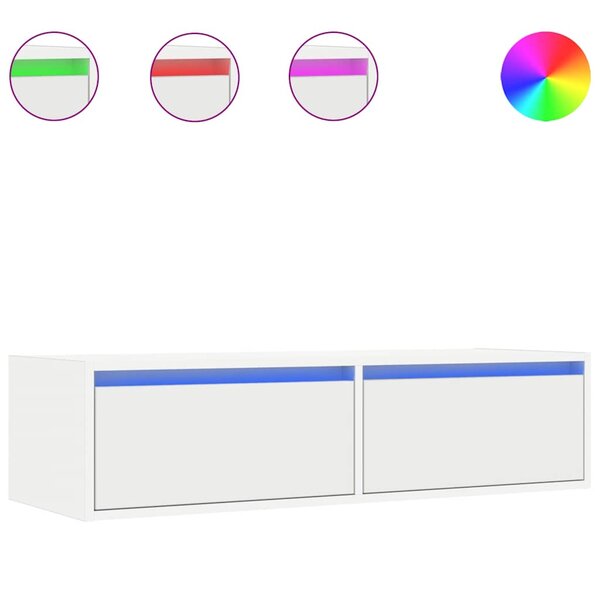 vidaXL Meuble TV avec lumières LED blanc 100X35 5x25 cm