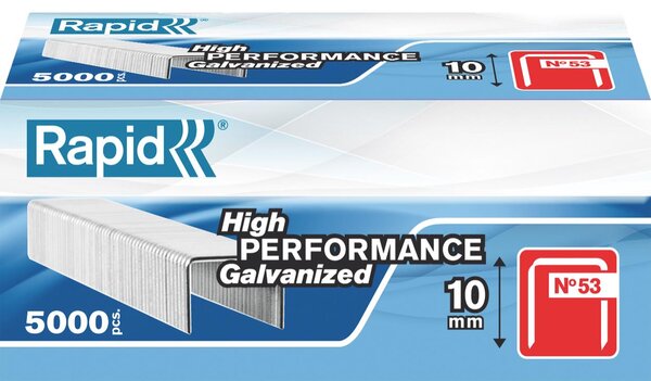Boîte de 5000 Agrafes 53/10 Galva RAPID