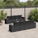 vidaXL Salon de jardin 9 Pièces avec coussins noir résine tressée