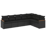 vidaXL Salon de jardin 7 Pièces avec coussins noir résine tressée