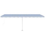 vidaXL Auvent manuel rétractable avec LED 600x300 cm Bleu et blanc