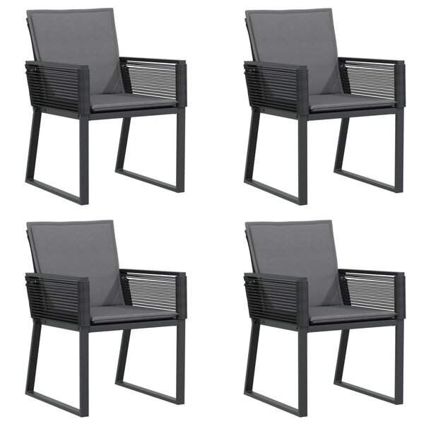 vidaXL Chaises de jardin lot de 4 avec coussins noir résine tressée