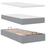vidaXL Cadre de lit ottoman et matelas gris clair 100x200 cm tissu