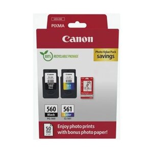 Pack de 2 cartouches d'encre 3713C008 Noir et couleurs Marque Canon + 50 Papier photo (3713C008)