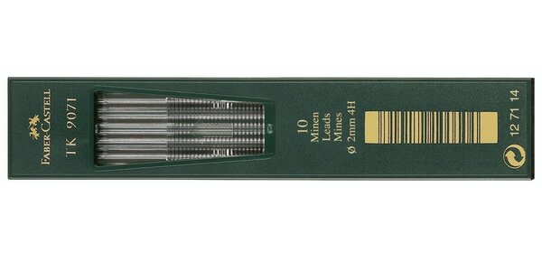 Boite de 10 mines TK 9071  noir foncé  dureté: 4H FABER-CASTELL