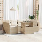 vidaXL Ensemble de canapé de jardin 7 Pièces Beige Poly rotin