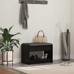 vidaXL Banc d'entrée avec coussin Chêne Noir 63 x 38 x 45 cm