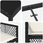 Ensemble de salle à manger de jardin 5 pièces avec coussins en poly rotin noir