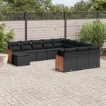 vidaXL Salon de jardin 12 Pièces avec coussins noir résine tressée