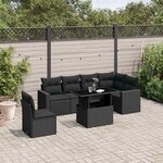 vidaXL Salon de jardin 7 Pièces avec coussins noir résine tressée
