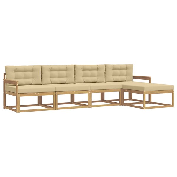 vidaXL Ensemble de canapés d'extérieur 4 pc Blanc et Beige Polyester