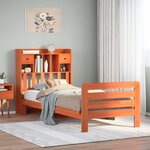 vidaXL Lit bibliothèque sans matelas cire marron 75x190 cm pin massif
