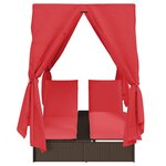 vidaXL Chaiselongue double avec toit et rideaux Réglable Marron