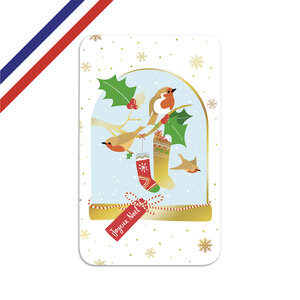 Carte double joyeux noël rouge-gorge