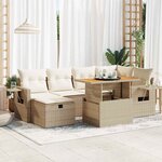 vidaXL Salon de jardin avec coussins 8 Pièces beige résine tressée acacia