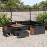 vidaXL Ensemble de canapé de jardin avec coussin 12 Pièces Noir