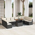 Set de Canapé de Jardin de 11 Pièces avec Coussins Noir Rattan Poly