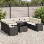 vidaXL Salon de jardin 10 Pièces avec coussins noir résine tressée