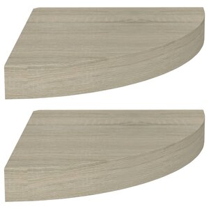 vidaXL Étagères d'angle flottantes 2 Pièces chêne 25x25x3 8 cm MDF