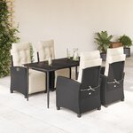 vidaXL Ensemble à manger de jardin coussins 5Pièces Noir Résine tressée