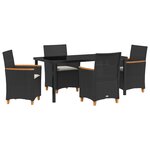 vidaXL Set de 5 pièces de jardin avec coussins noir en poly rotin