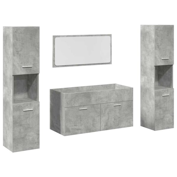 vidaXL Ensemble de meubles de salle de bain 4 Pièces gris béton