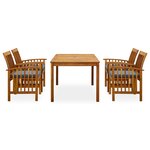 vidaXL Ensemble à manger de jardin 5 Pièces avec coussins Acacia solide