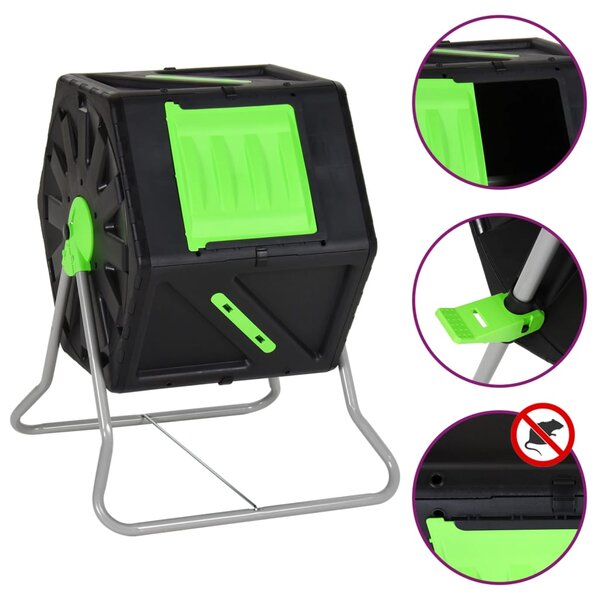 vidaXL Composteur à tambour 60x58x74 cm 105 L Polypropylène