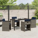 vidaXL Ensemble de repas de jardin 5 pièces avec coussins en résine poly grise