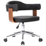 vidaXL Chaise pivotante de bureau Noir Bois courbé et similicuir