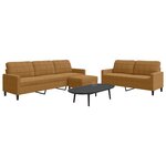 vidaXL Ensemble de canapés 3 Pièces avec coussins Marron Velours