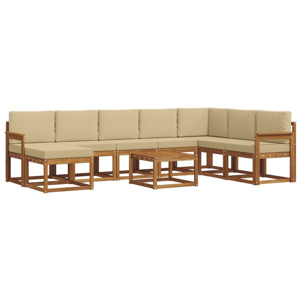 vidaXL Ensemble de canapés d'extérieur 9 pc Naturel et Beige